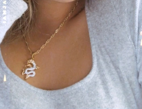 Customer photo review of “Iced dragon” necklace