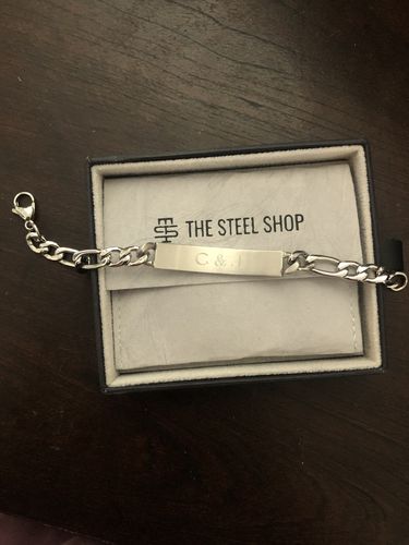 Customer photo review of 7mm Stainless Steel Figaro Link Engravable ID Bracelet