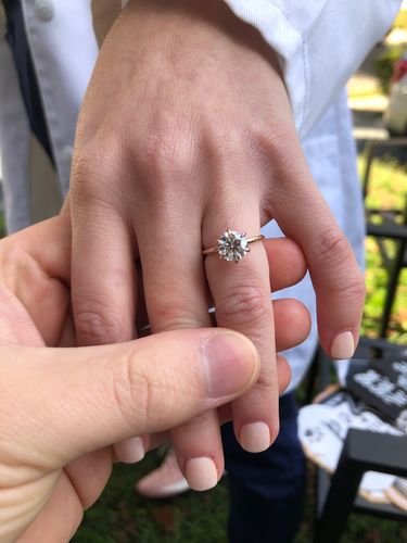 Customer photo review of 1.72 Carats Round Brilliant Cut Hidden Halo Diamond Engagement Ring