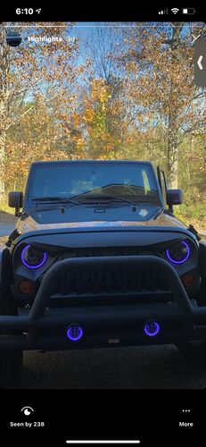 Customer photo review of Shark Grille & RGB Halo Headlights & RGB Halo Fog Lights Combo for Jeep Wrangler JK