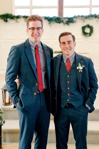 Customer photo review of Blue Herringbone Tweed 3 Piece Suit