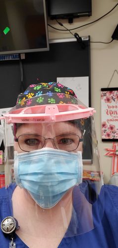 Customer photo review of Face Shield Visor (Black, Pink, or Blue) - Limited Edition