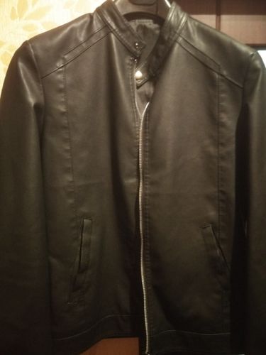 Customer photo review of Men Faux Leather Motorcycle Jacket