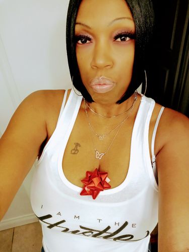 Customer photo review of Ladies I Am The Hustle Graffito - White Racerback Tank