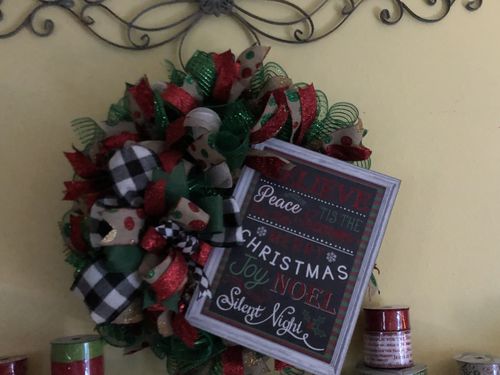 Customer photo review of 16"H X 12"L Glitter Christmas Words Sign Black/Red/Green/White AP8818