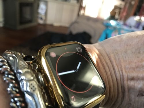 Customer photo review of New! Glossy Apple Watch Case - Silver & Gold In Stock