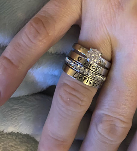 Customer photo review of Stainless Steel Round Solitaire Engagement Ring