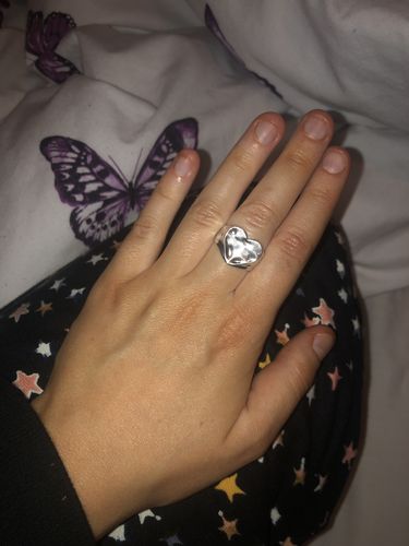 Customer photo review of Sophie Floyd Heart Signet Ring in Silver