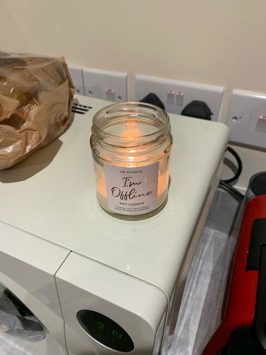 Customer photo review of "I'm Offline" Nag Champa soy candle - medium