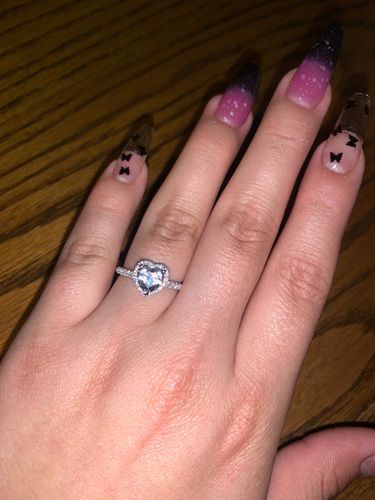 Customer photo review of Heart Shape Fashion Round Moissanite Sterling Silver Wedding Ring