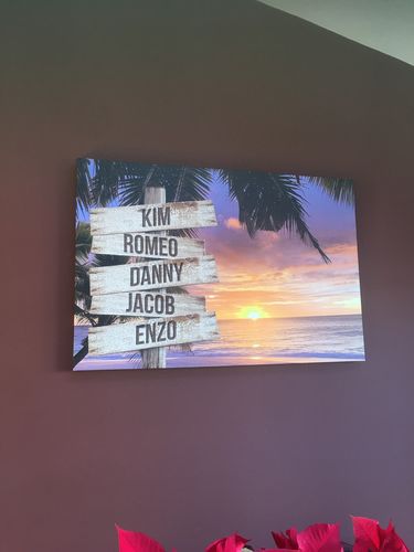 Customer photo review of Beach V2 Color Personalized Names Premium Canvas