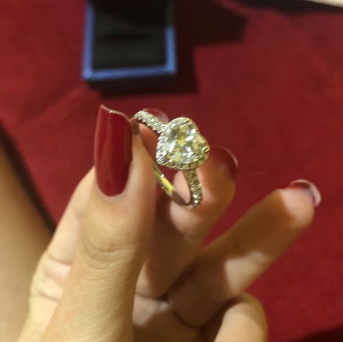Customer photo review of Heart Shape Fashion Round Moissanite Sterling Silver Wedding Ring