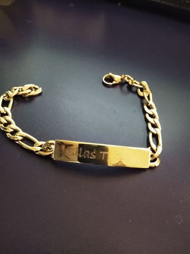 Customer photo review of 7mm Stainless Steel Figaro Link Engravable ID Bracelet