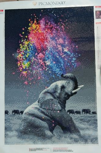 Customer photo review of Diamond Painting - Elefant der bunten Farben