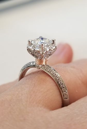 Customer photo review of Moissanite four prong hand flower sterling silver wedding ring