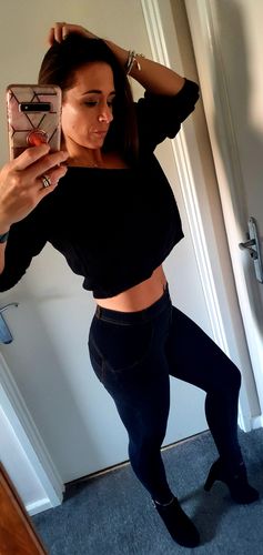 Customer photo review of 2020 Mid Waisted Black Denim Jeans Lifts & Supports For A Flattering Fit