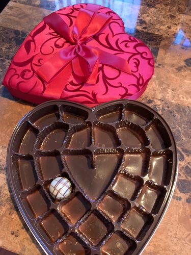 Customer photo review of Love is Sweet Collection, red satin heart boxes