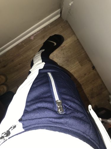Customer photo review of Zip Pocket Dual Stripe Track Pants Navy - White (M4386PS)