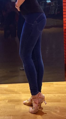 Customer photo review of 2020 Mid Waisted Dark Blue Denim Jeans With Built-in Hiney Trainer X™