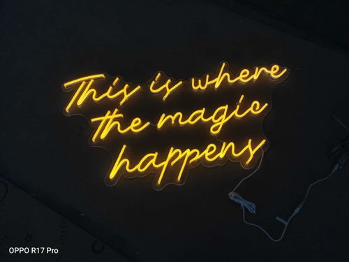Customer photo review of 'The Magic Happens' Neon Sign