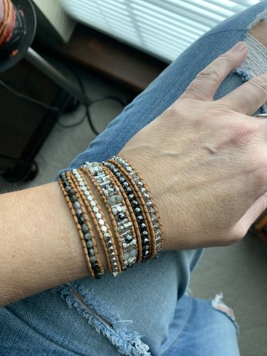 Customer photo review of Healing Labradorite Leather Wrap Bracelet