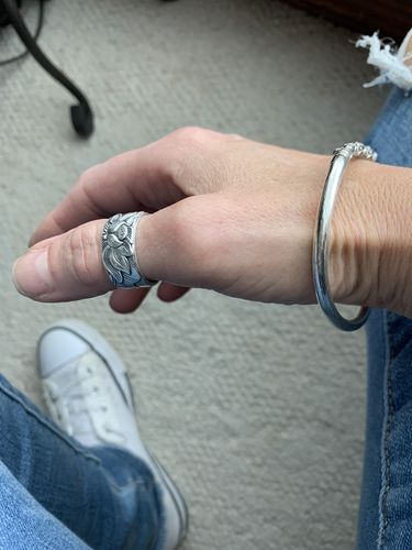 Customer photo review of 925 Sterling Silver Adjustable Lotus Ring with the Heart Sutra Inside