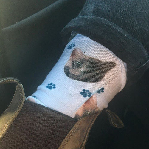 Customer photo review of Chaussettes Personnalisées Chat