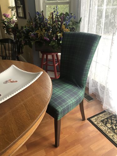 Customer photo review of Green Tartan Plaid Pattern Dining Chair Slipcover