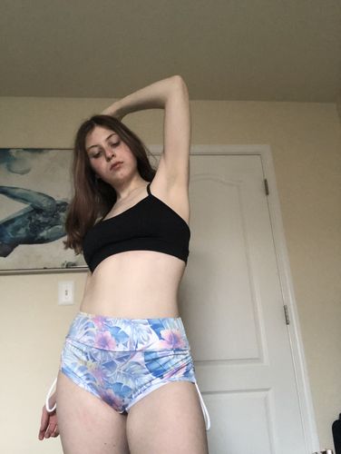 Customer photo review of Gym to Swim Shorts - White Floral