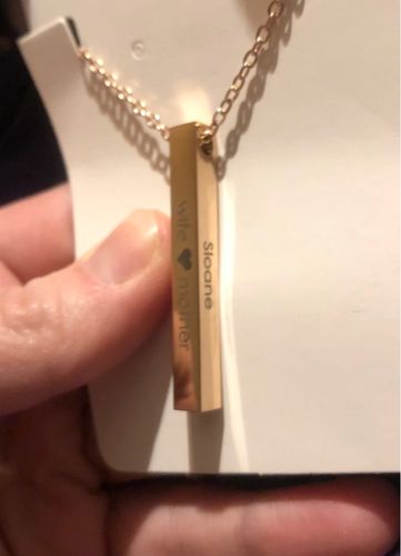 Customer photo review of Customizable Name Bar Necklace Gift