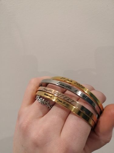 Customer photo review of Keep fucking going customizable bangle gift