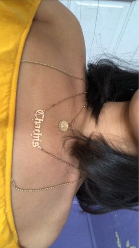 Customer photo review of Customizable Name Bar Necklace Gift