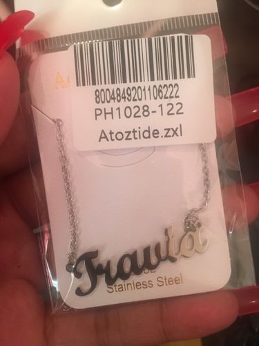 Customer photo review of Customizable Name Bar Necklace Gift