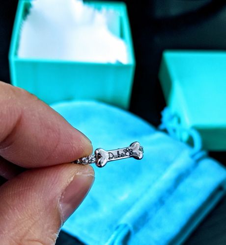 Customer photo review of Customizable Name Pet Cat Paw Ear Ring