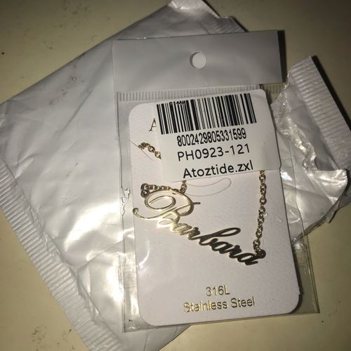 Customer photo review of Customizable Name Bar Necklace Gift