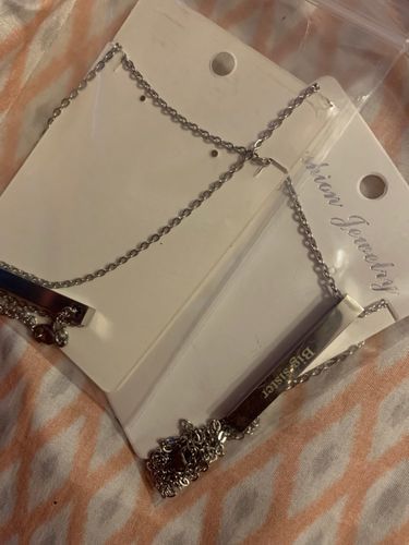Customer photo review of Customizable Name Bar Necklace Gift