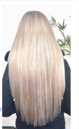 Customer photo review of Flat Keratin Tip Human Hair Extensions with Pink Blonde Highlights #18/613