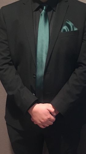 Customer photo review of Hunter Green Satin Tie