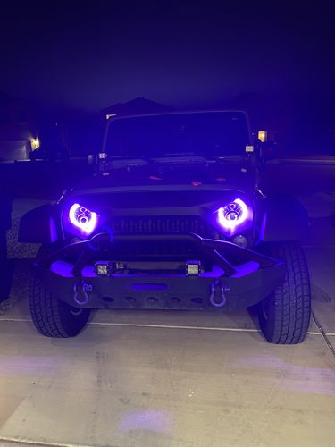 Customer photo review of Jeep Wrangler RGB Halo LED Headlights Color Changing