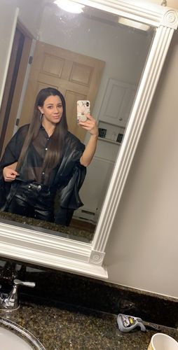 Customer photo review of U Part Human Hair Wigs With Clips Dark Brown Clip in Half Lace Wigs #4