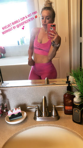 Customer photo review of VELVET CUTOUT BRA - Lollipop Pink