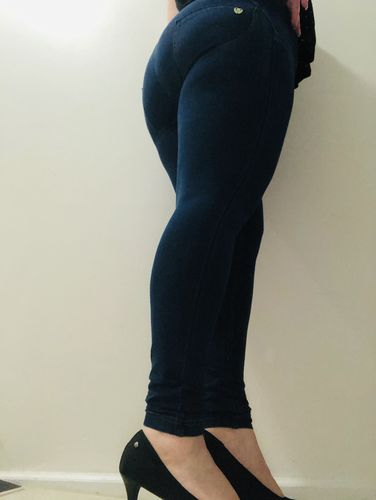 Customer photo review of 2020 Mid Waisted Dark Blue Denim Jeans With Built-in Hiney Trainer X™