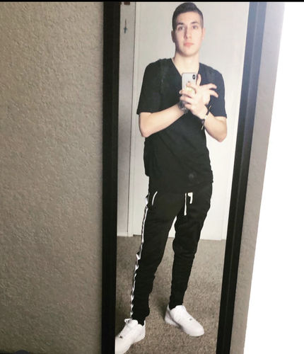 Customer photo review of Premium Side Stripe Zip Pocket Track Pants (Black - White)