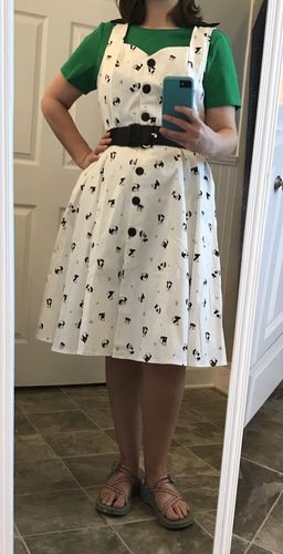 Customer photo review of White and Black Panda Print Buttoned Sleeveless Dress by Eva Rose