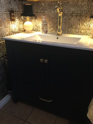 Customer photo review of CCS40 - 36" Navy Blue, Floor Standing Modern Bathroom Vanity, Brushed Gold Hardware