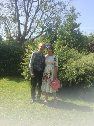 Customer photo review of Liana White and Pink Florals Flare Dress
