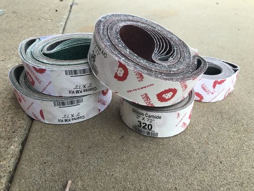 Customer photo review of 2 X 72 Inch Knife Makers Sanding Belts Assortment