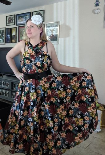 Customer photo review of Mad for Maui Dress in Tiki Floral by Rebel Love