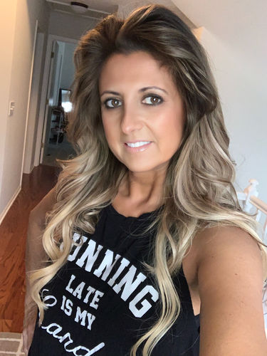 Customer photo review of Tape in Balayage Brown Highlighted Golden Blonde Human Hair Extensions #3/8/24