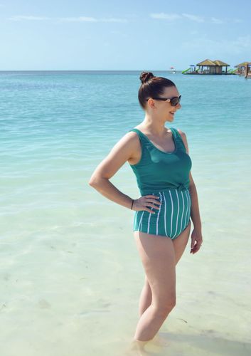Customer photo review of Sun Baked Bottoms | Green & White Stripes | Final Sale